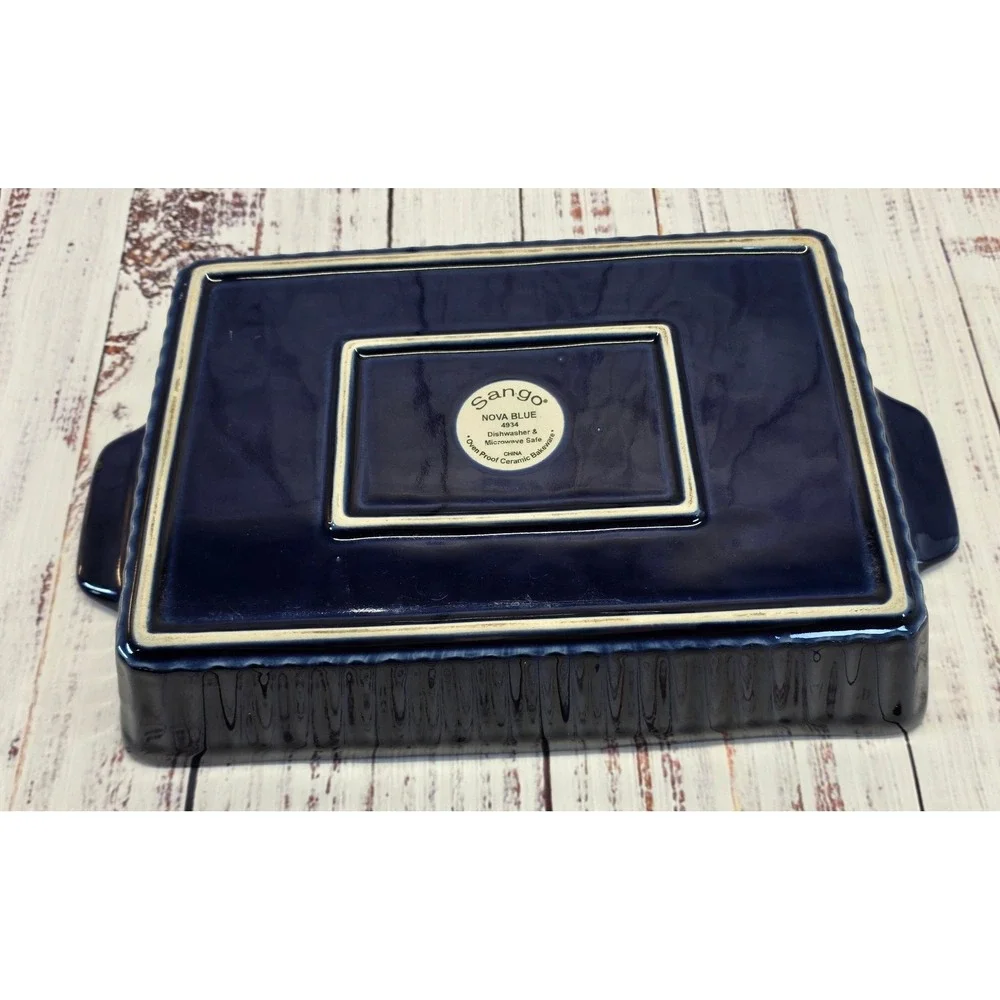 Sango Bakeware Dish Nova Blue 4934 Blue Good Ceramic Rectangular Baker 13.5in